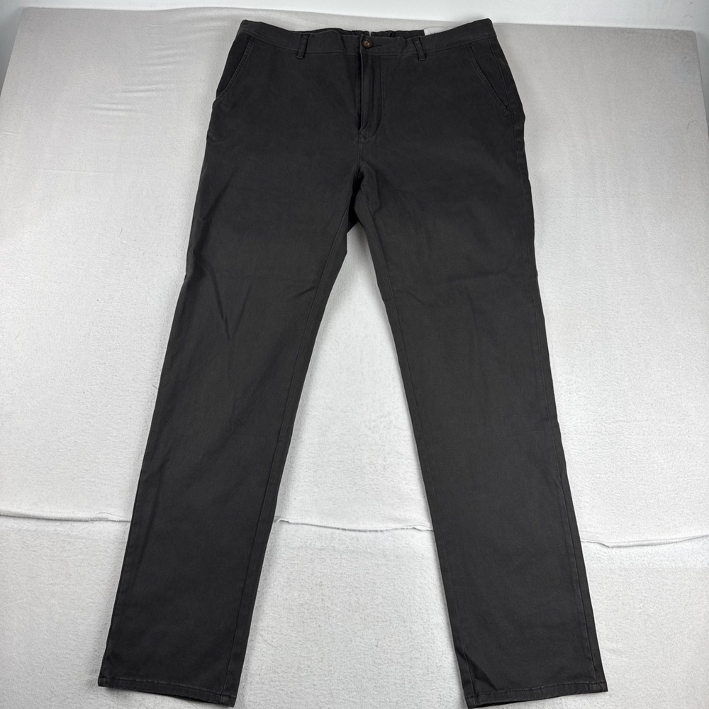 Mott & Bow Twill Chino Mens Black  Pants 36*32 Flat Front Casual Office
